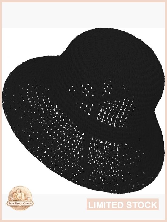 Handmade Crochet Straw Bucket Hat UPF 50+ Foldable Travel Sun Protection main image 3